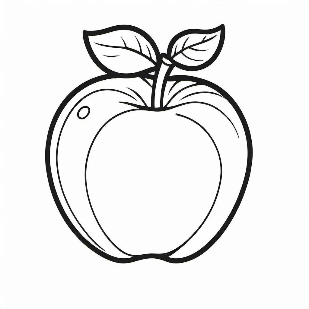 Childrens Coloring Book with Apple Illustration