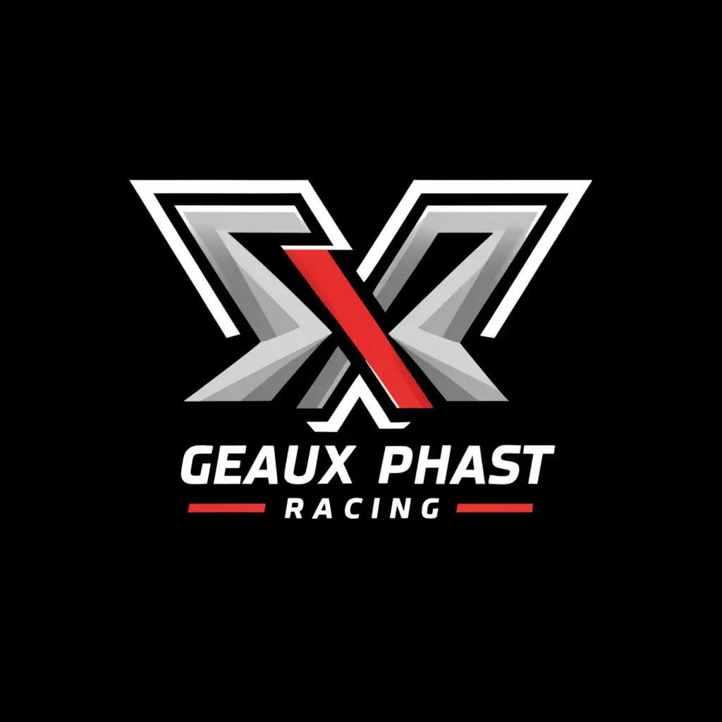 a logo design,with the text ""Geaux Phast Racing" "Diamond X Chassis"", main symbol:X,Moderate,be used in Automotive industry,clear background