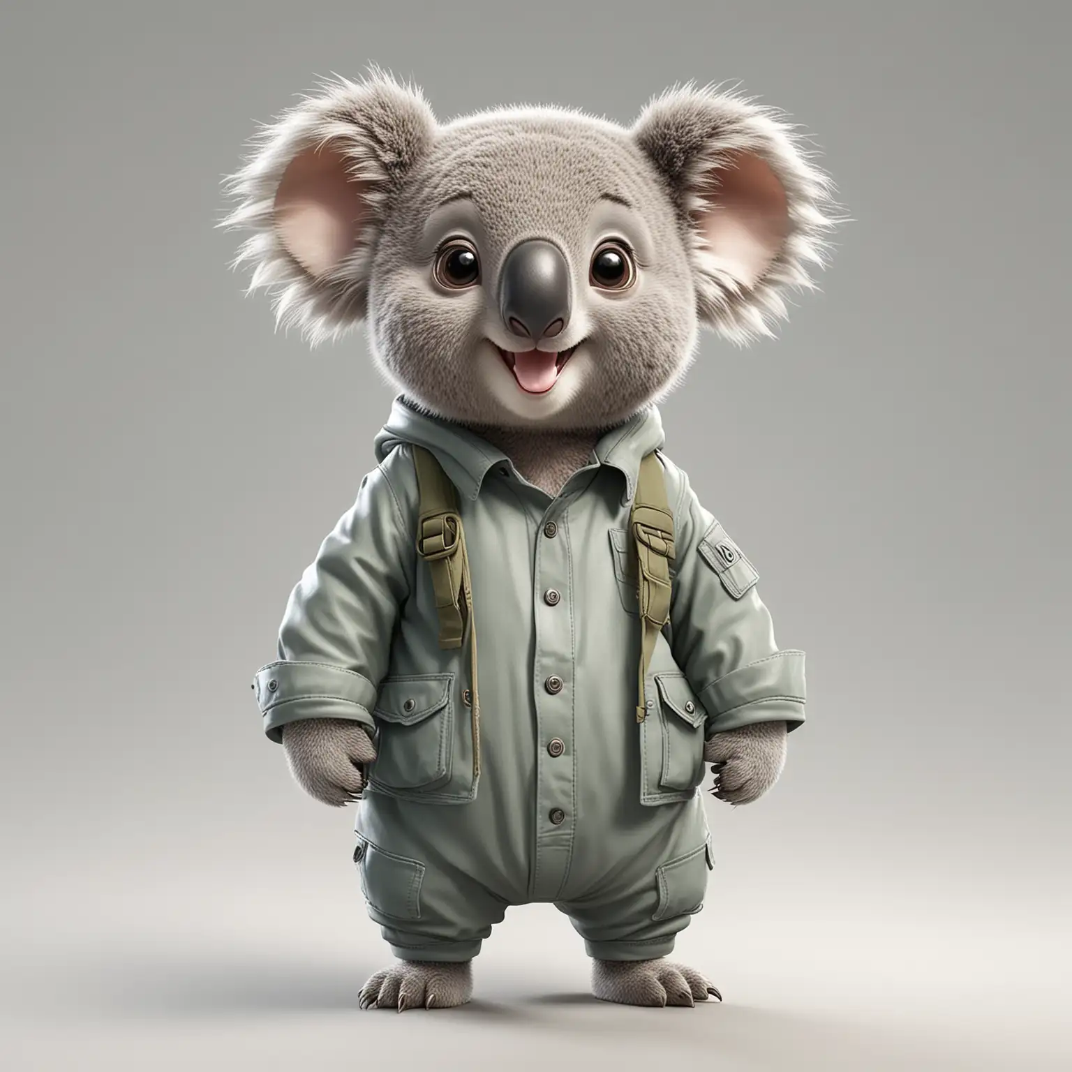Happy Koala in Stylish GSuit Clothes Adorable Cartoon Character in Full Body Pose