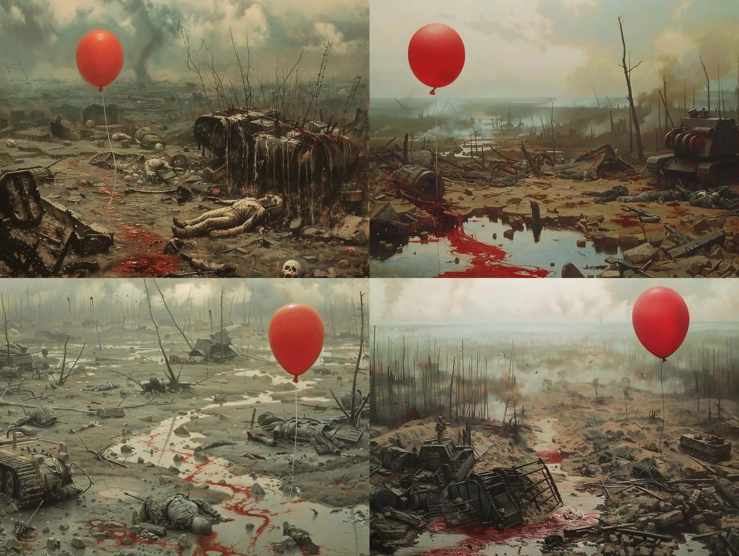 Melancholic-Scene-of-War-Red-Balloon-Over-Battlefield