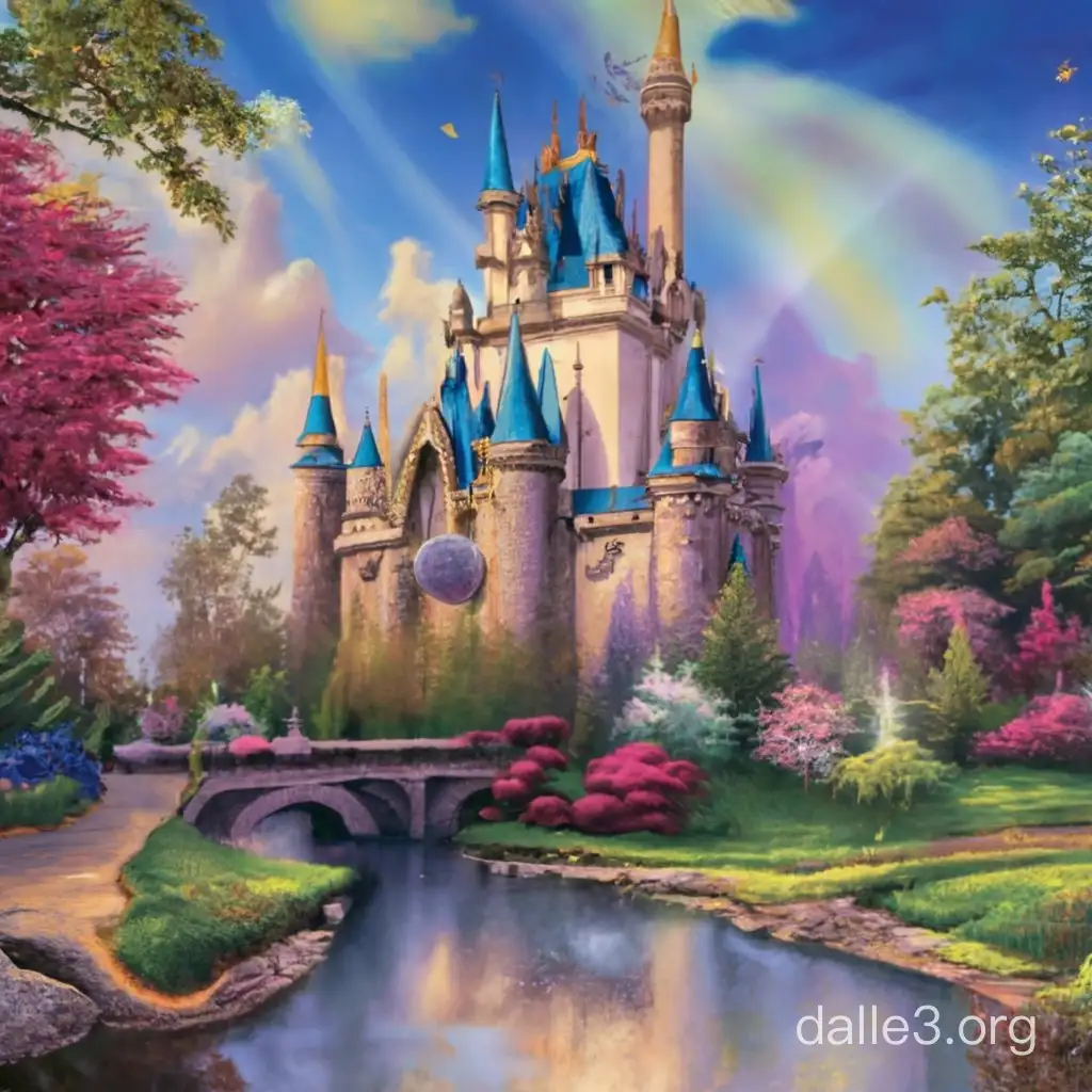 Cinderella castle background 1.5 x 3 ft