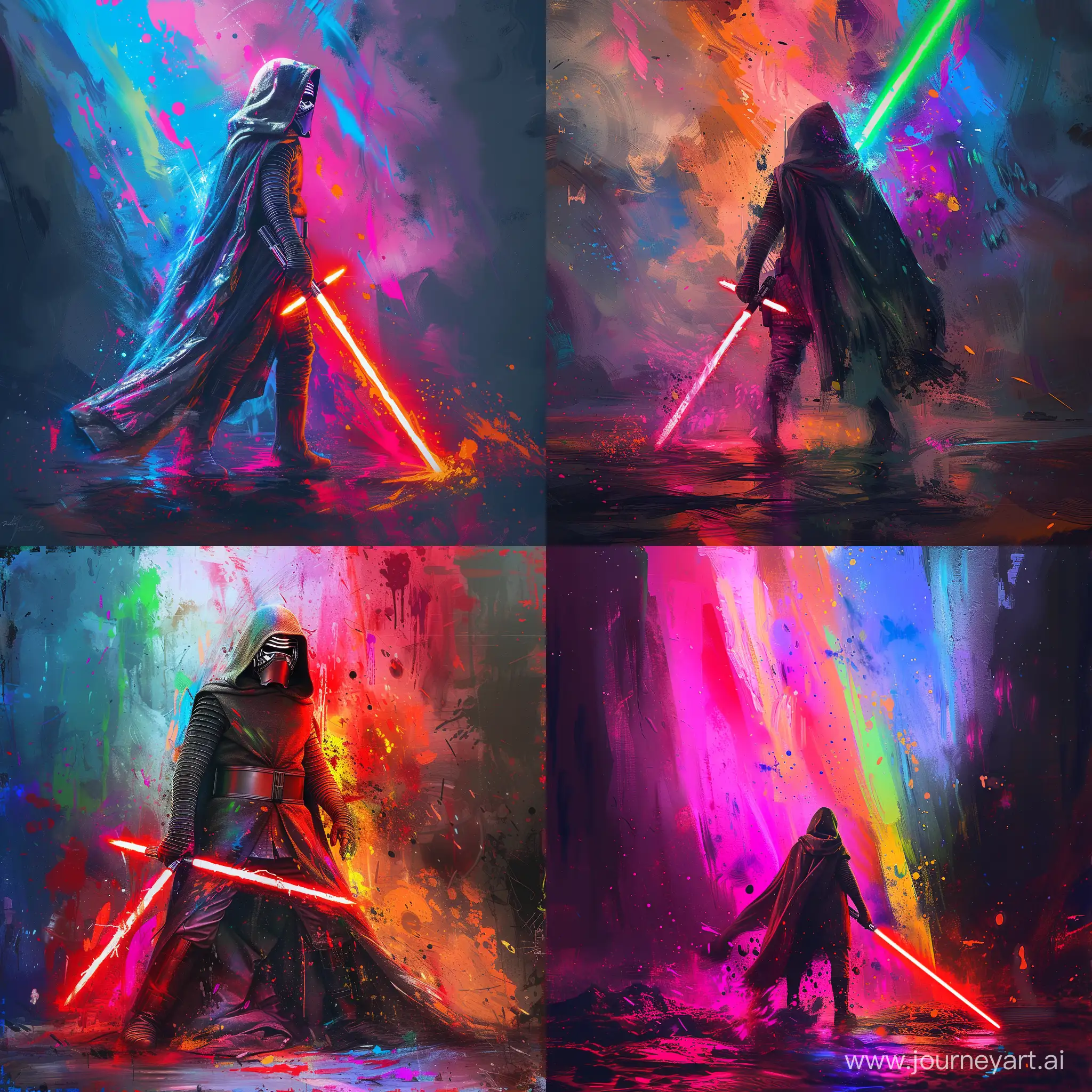 Vibrant-Canvas-Style-Star-Wars-Art-Jedi-Warrior-Wielding-Lightsaber-in-High-Definition
