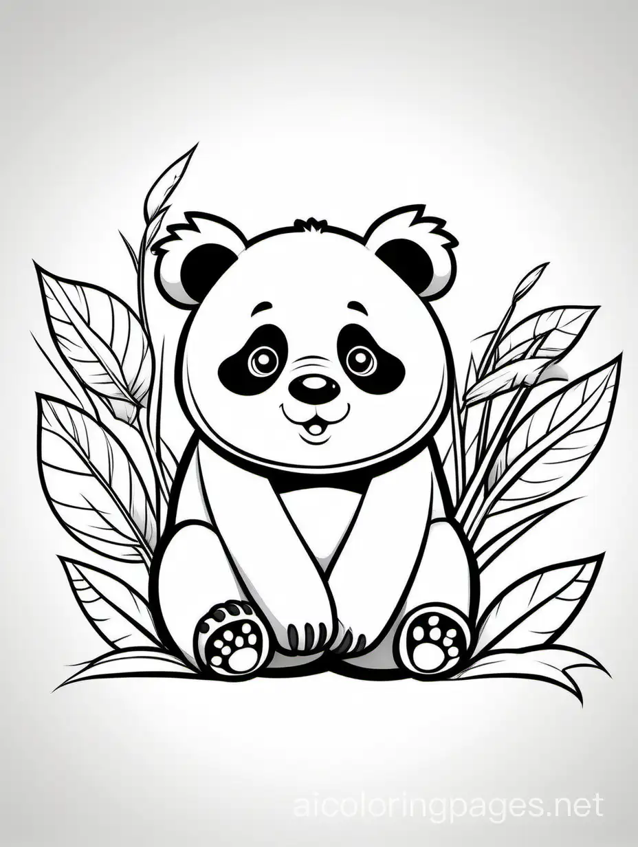 panda a small chubby panda with big soulful eyes on white background but without colour 
dont use black colour
, Coloring Page, black and white, line art, white background, Simplicity, Ample White Space. The background of the coloring page is plain white to make it easy for young children to color within the lines. The outlines of all the subjects are easy to distinguish, making it simple for kids to color without too much difficulty