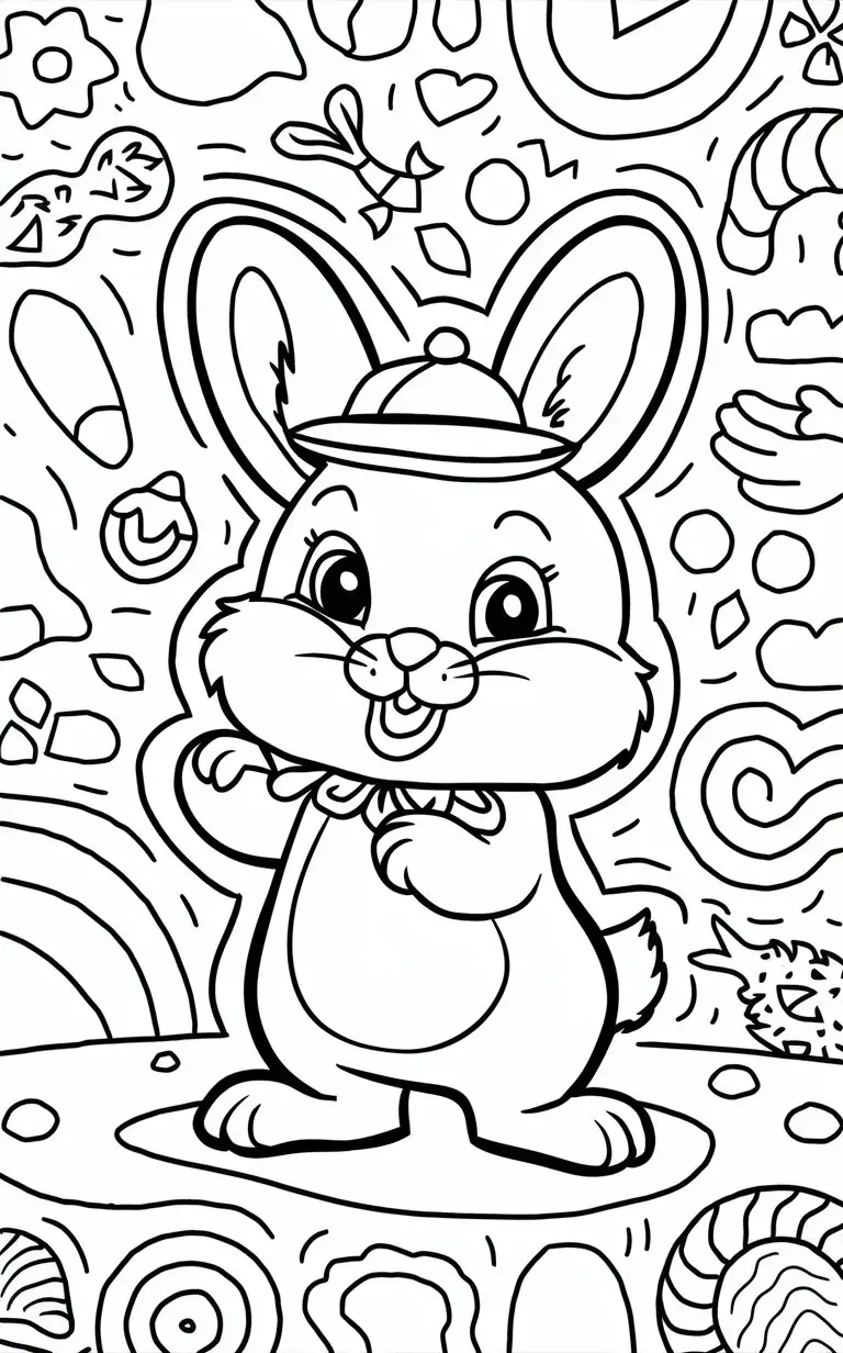 cute Rabbit uncoloring page for kids