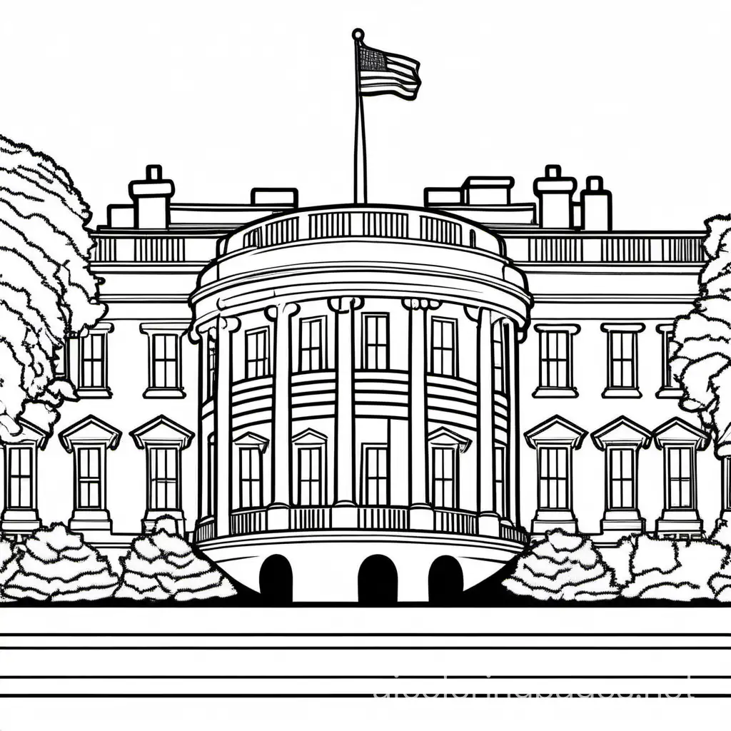 Simple-White-House-Coloring-Page-for-Children