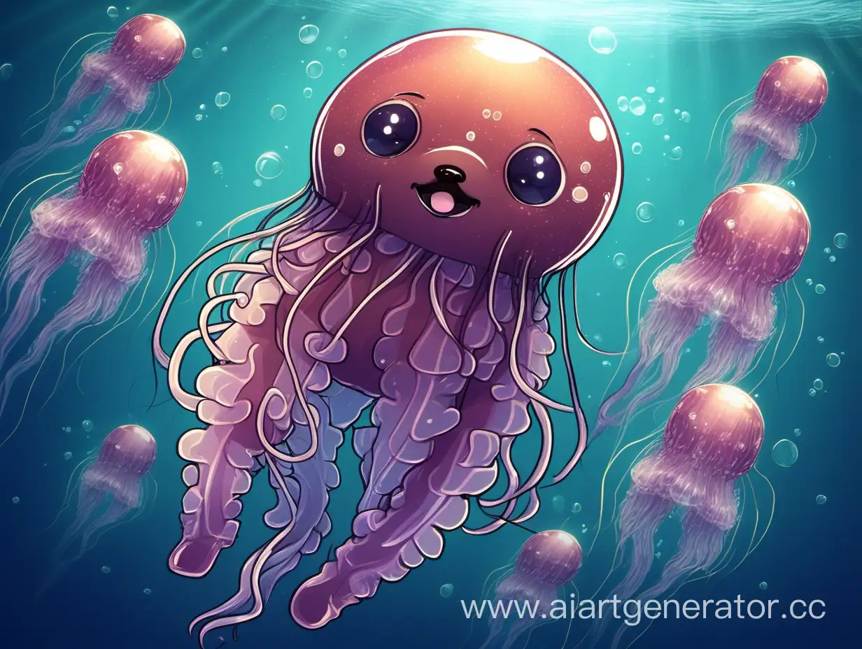 Graceful-Jellyfish-Bear-Swimming-Underwater