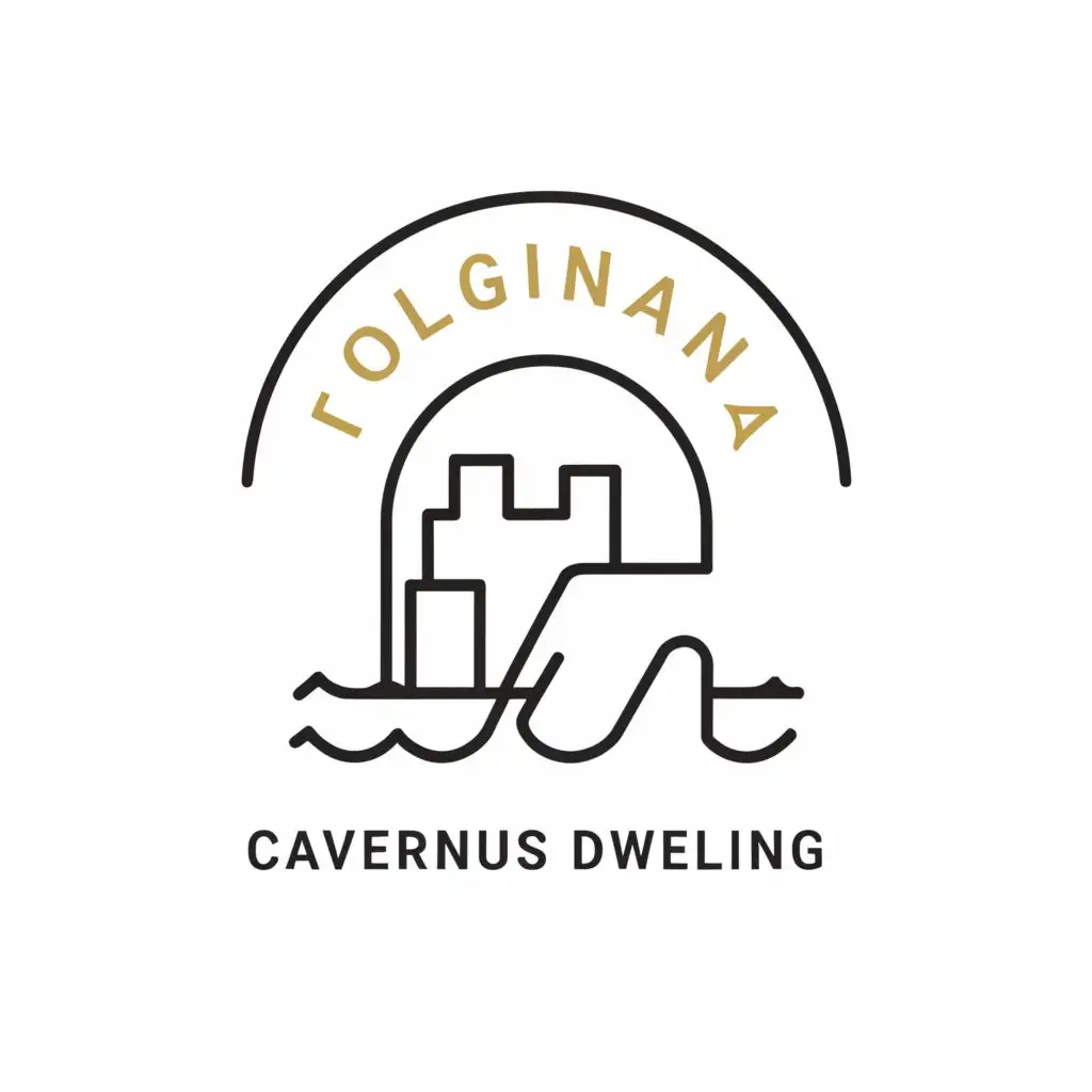 a logo design,with the text "Cavernous dwelling", main symbol:create illustration with Polignano a mare skyline,Minimalistic,clear background