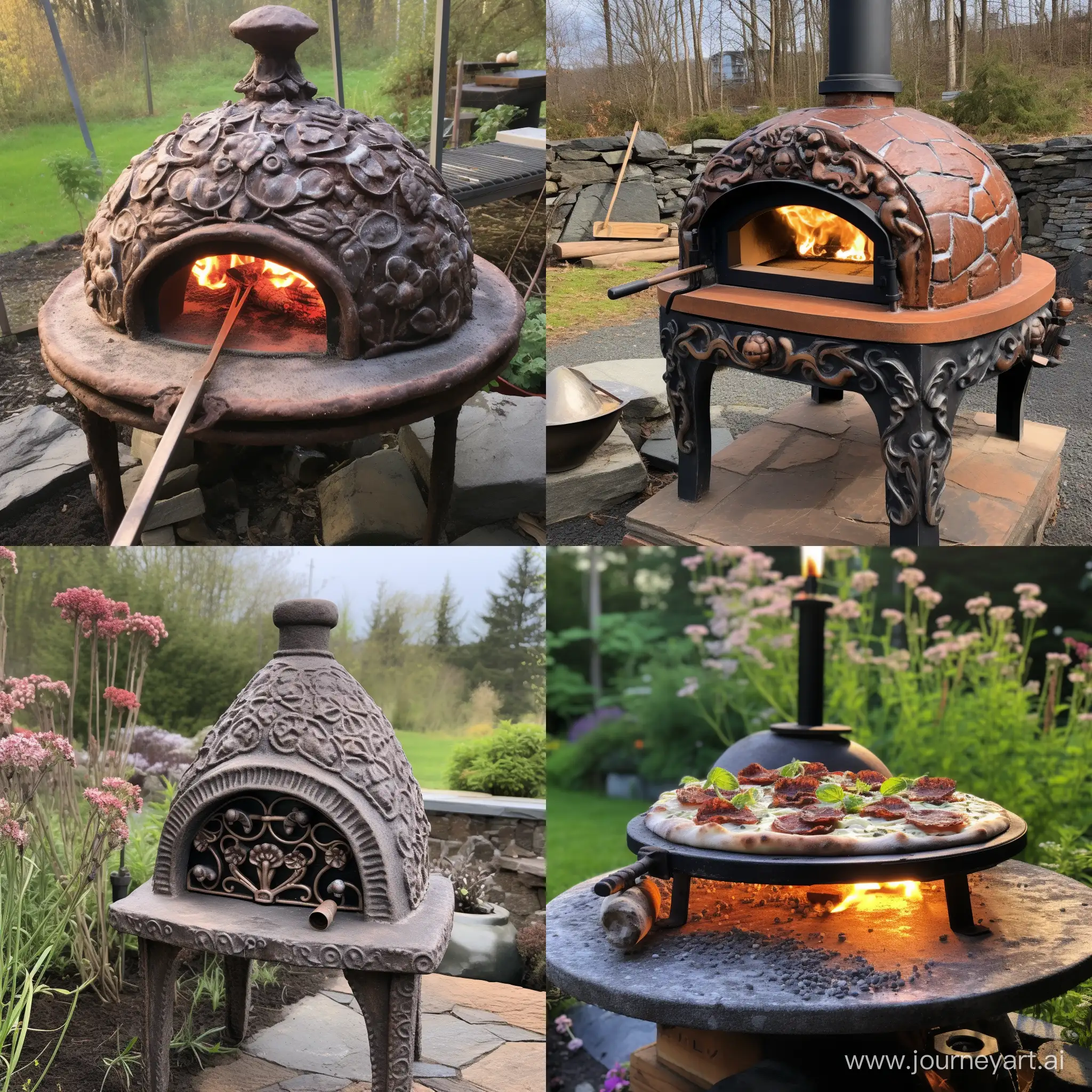 Rustic-Stone-Pizza-Oven-with-Carved-Cast-Iron-Lid