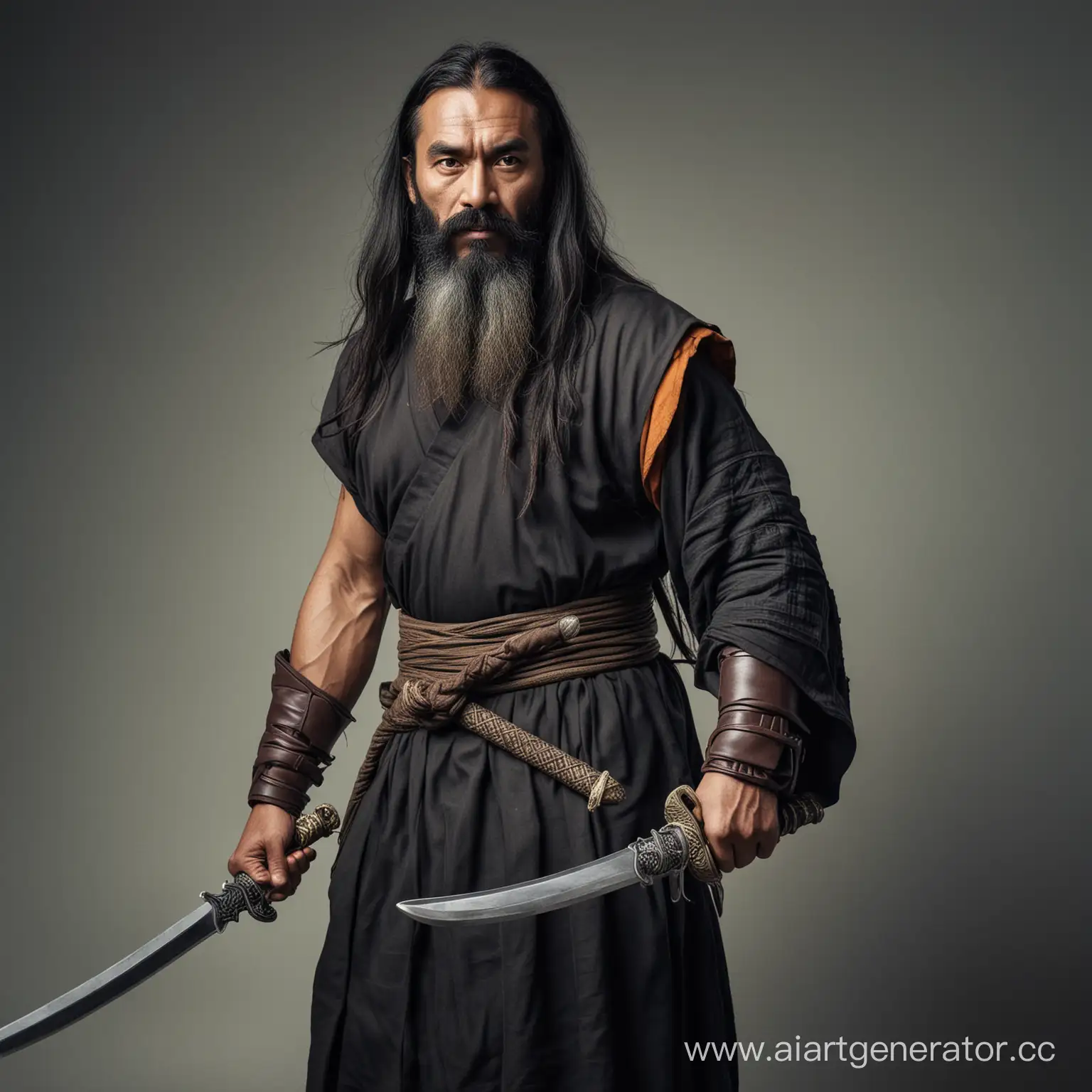 Experienced-Monk-Warrior-wielding-Sword-with-Long-Black-Hair-and-Beard