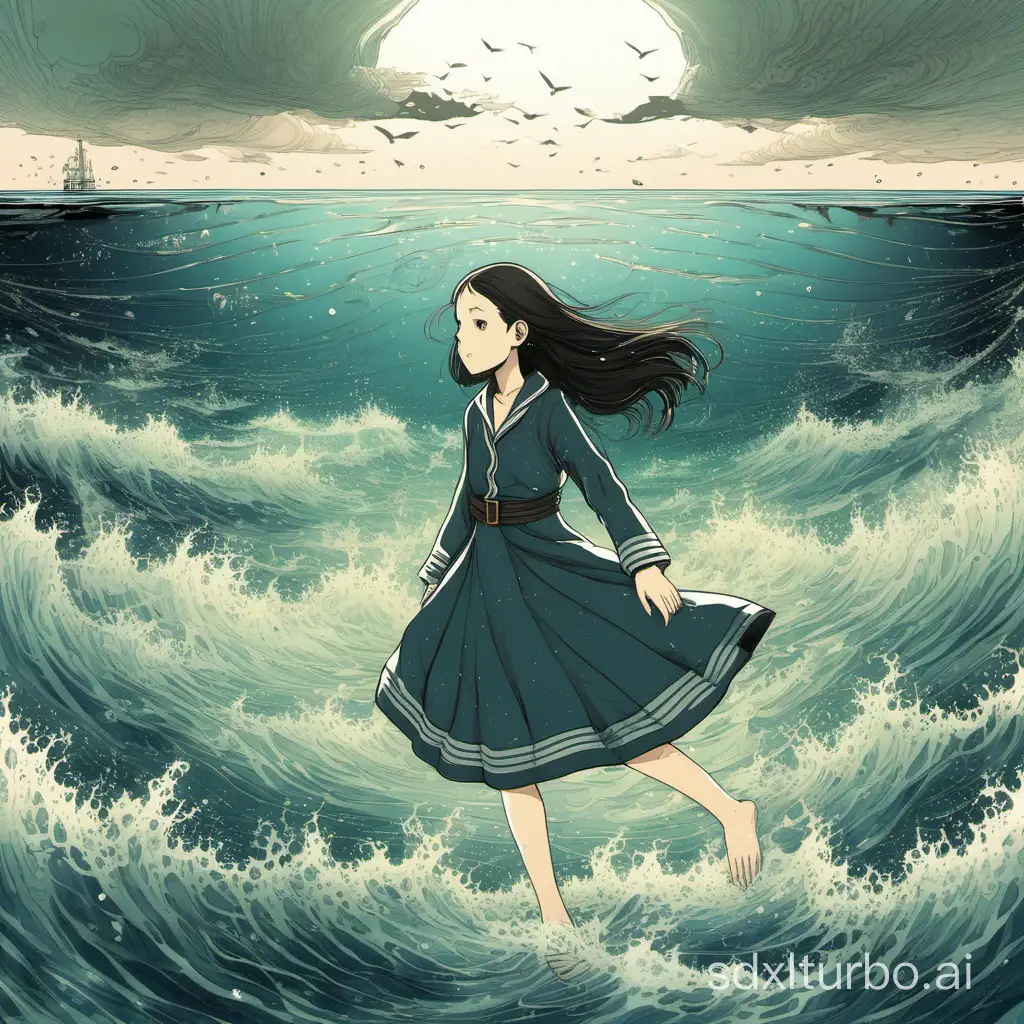 A girl who fell into the sea