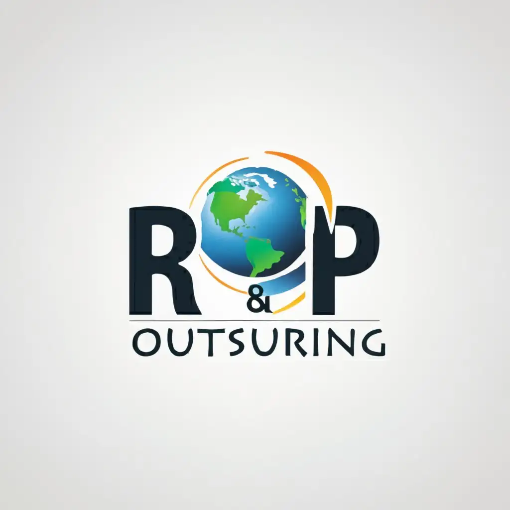 a logo design,with the text "R & P outsourcing", main symbol:globe,Moderate,be used in Finance industry,clear background