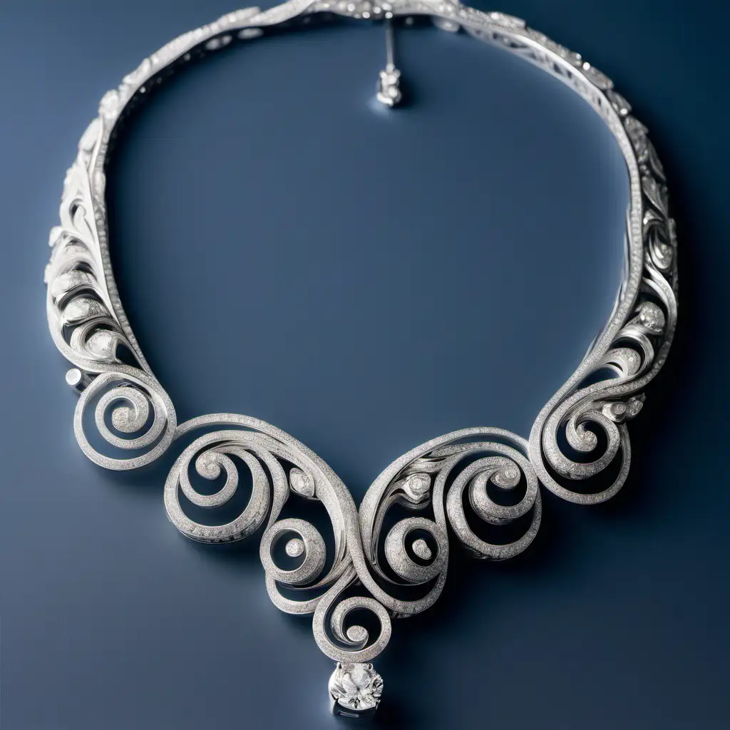 Swirl inspired bridal necklace using diamonds 