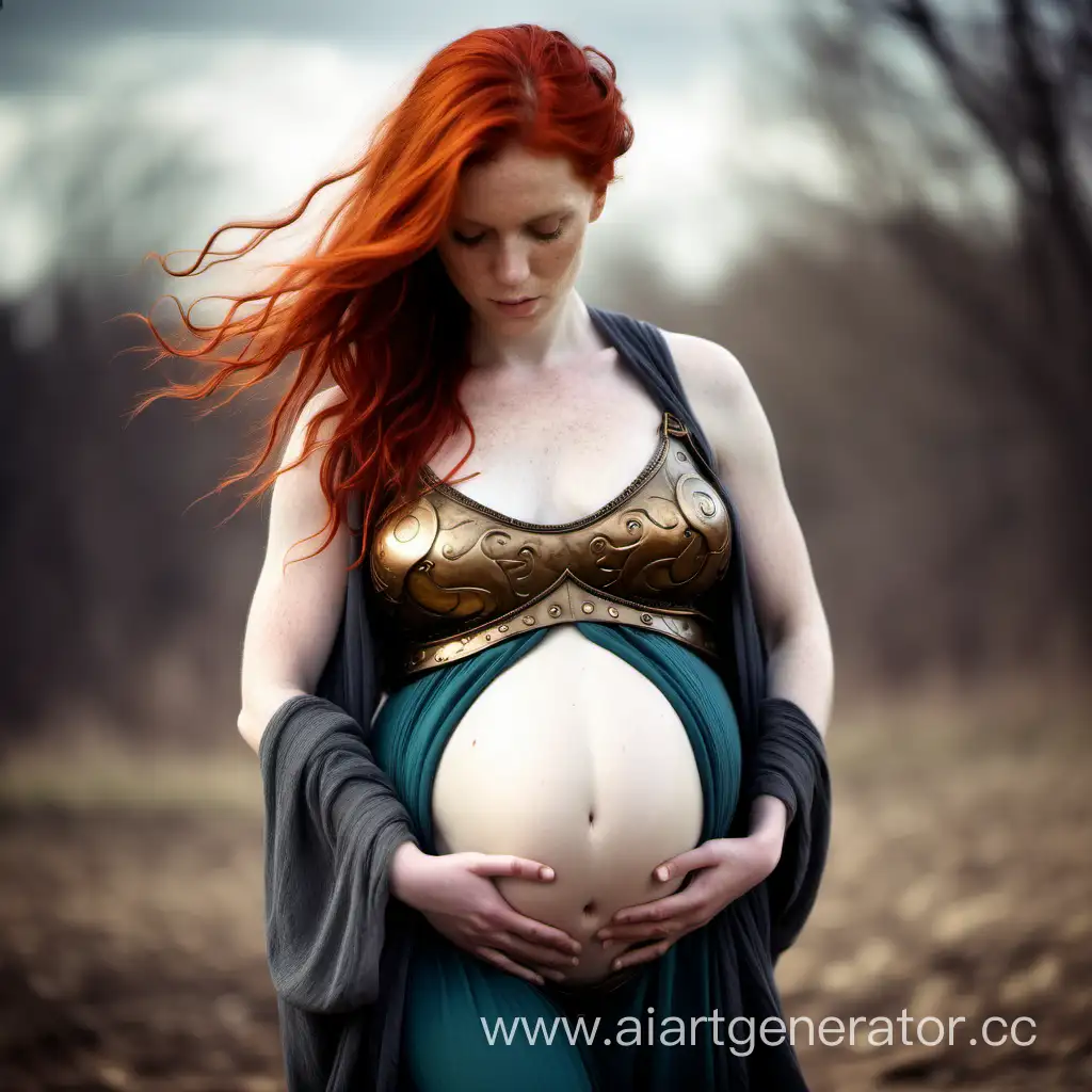 warrior red hair historical pregnancy exposed belly


