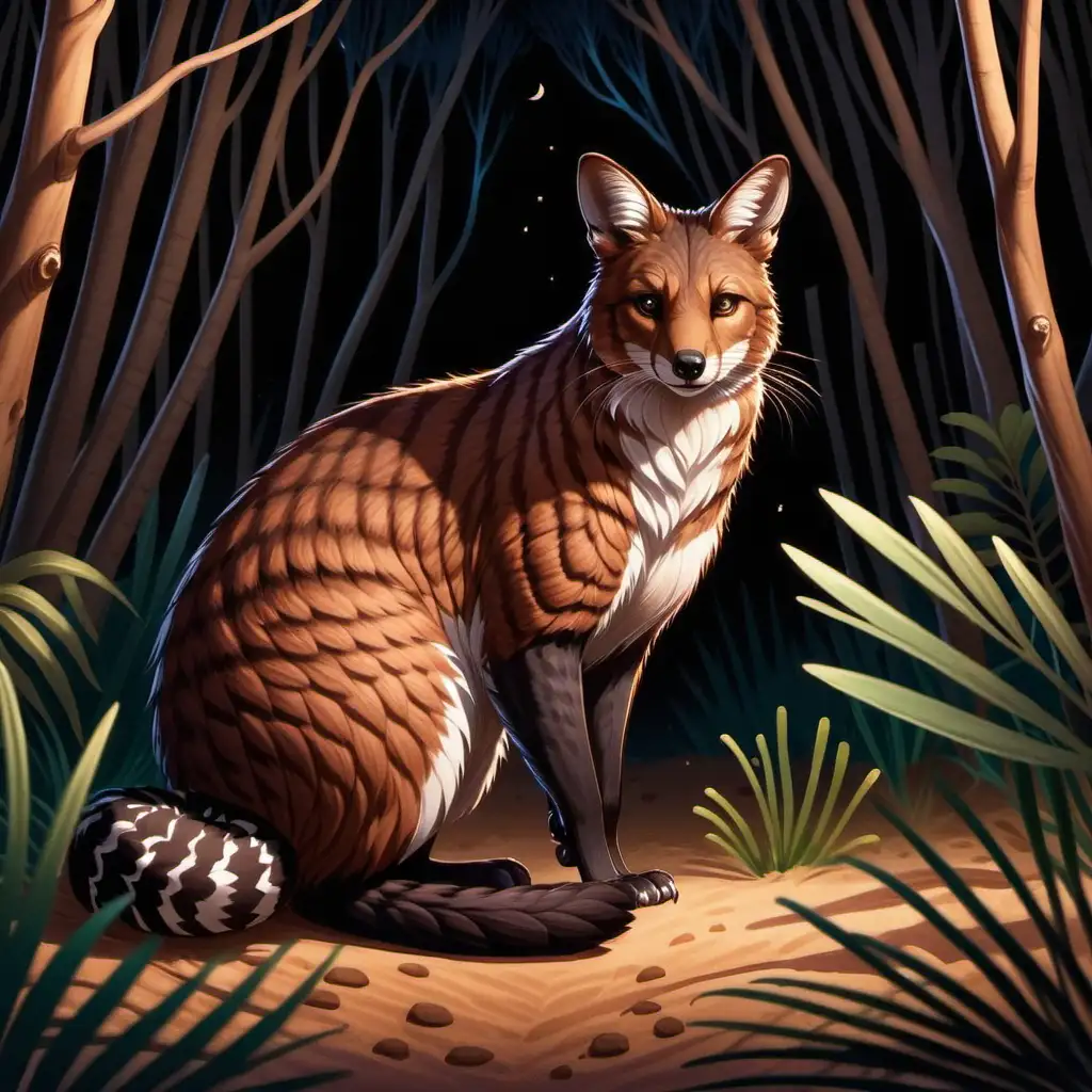 illustration,
hintergrund australien,
Beutelmarder

Er hat braunes Fell und einen langen Körper.

Beutelmarder sind nachtaktive Jäger und leben gerne in den dichten Wäldern,