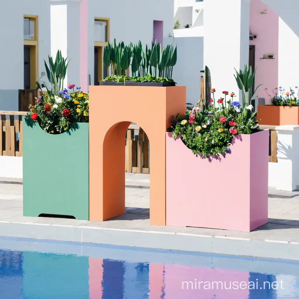 Vertical Perspective of Flower Box Displaying Colorful Blooms