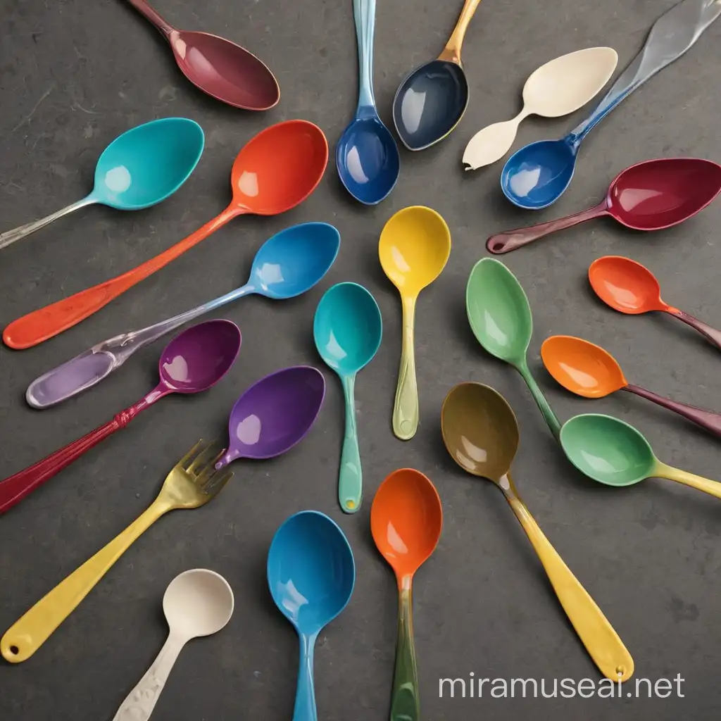 variety of colorful spoons 