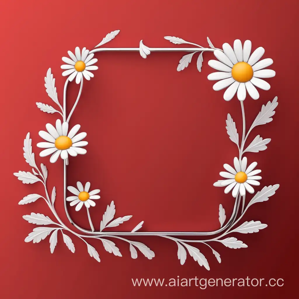 Elegant-3D-Red-Chamomile-Frame-Logo