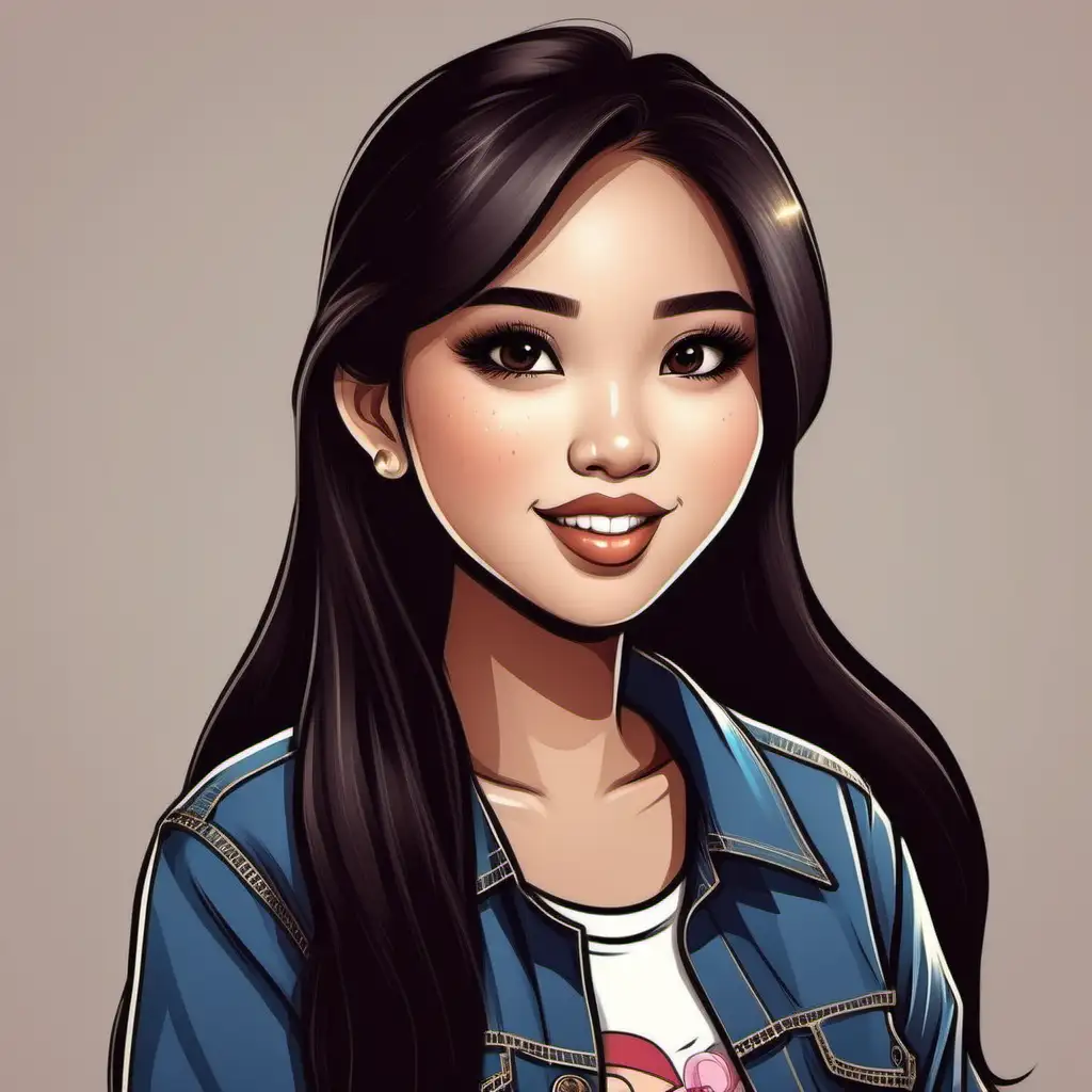 Charming Pinay Woman in Cartoon Style