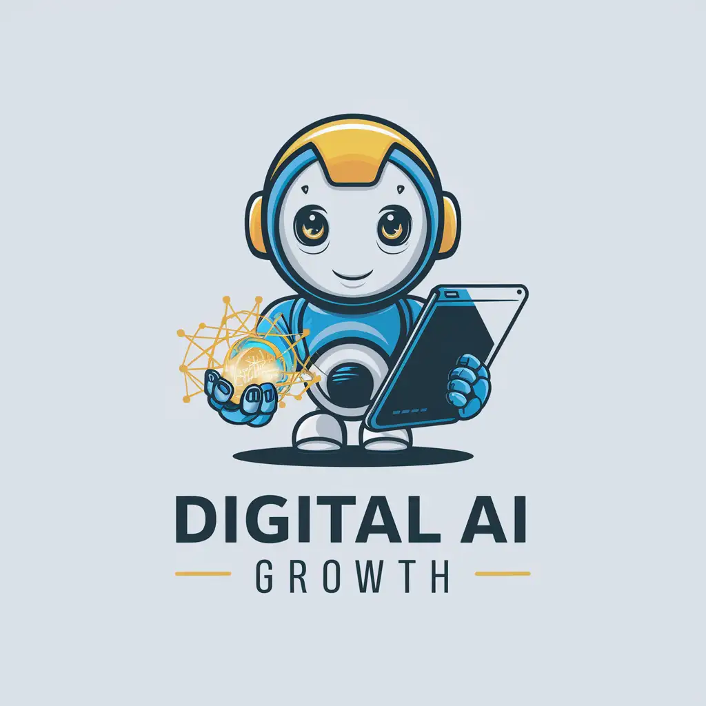 Digital AI Growth Mascot Logo Design TechSavvy Character with Dynamic Progress Elements