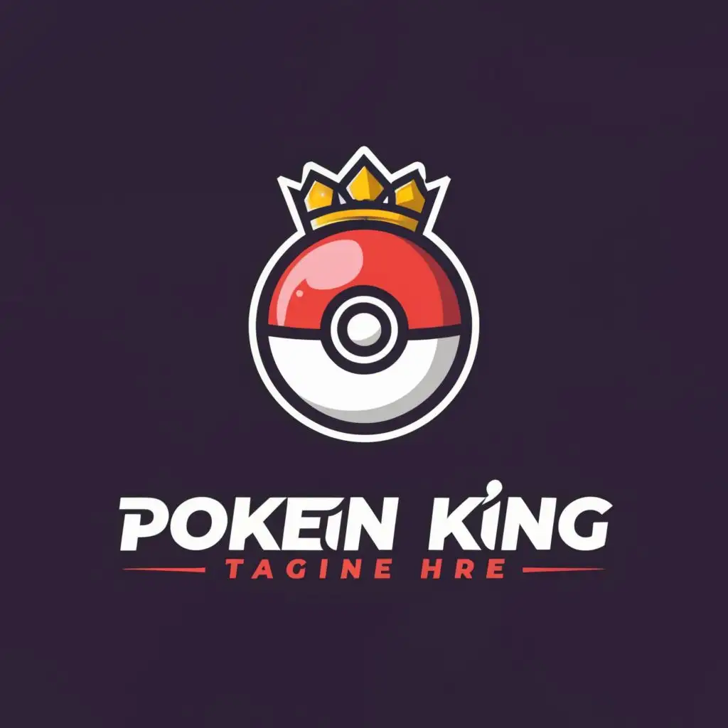 a logo design,with the text "PokemonKing", main symbol:A pokéball and crown,Moderate,clear background