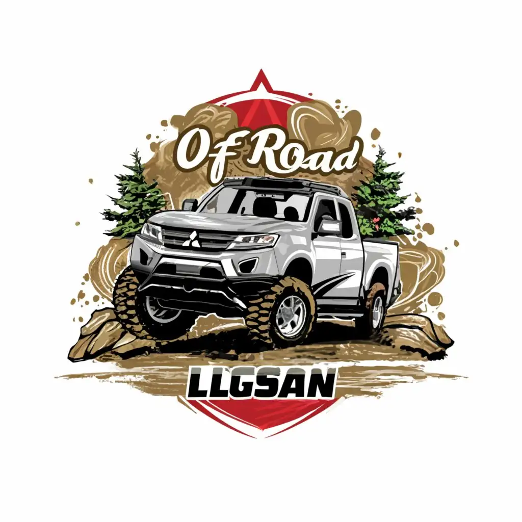 LOGO-Design-For-Offroad-Runner-LG-San-Muddy-Adventure-with-Mitsubishi-Trucks-and-Timber-Theme