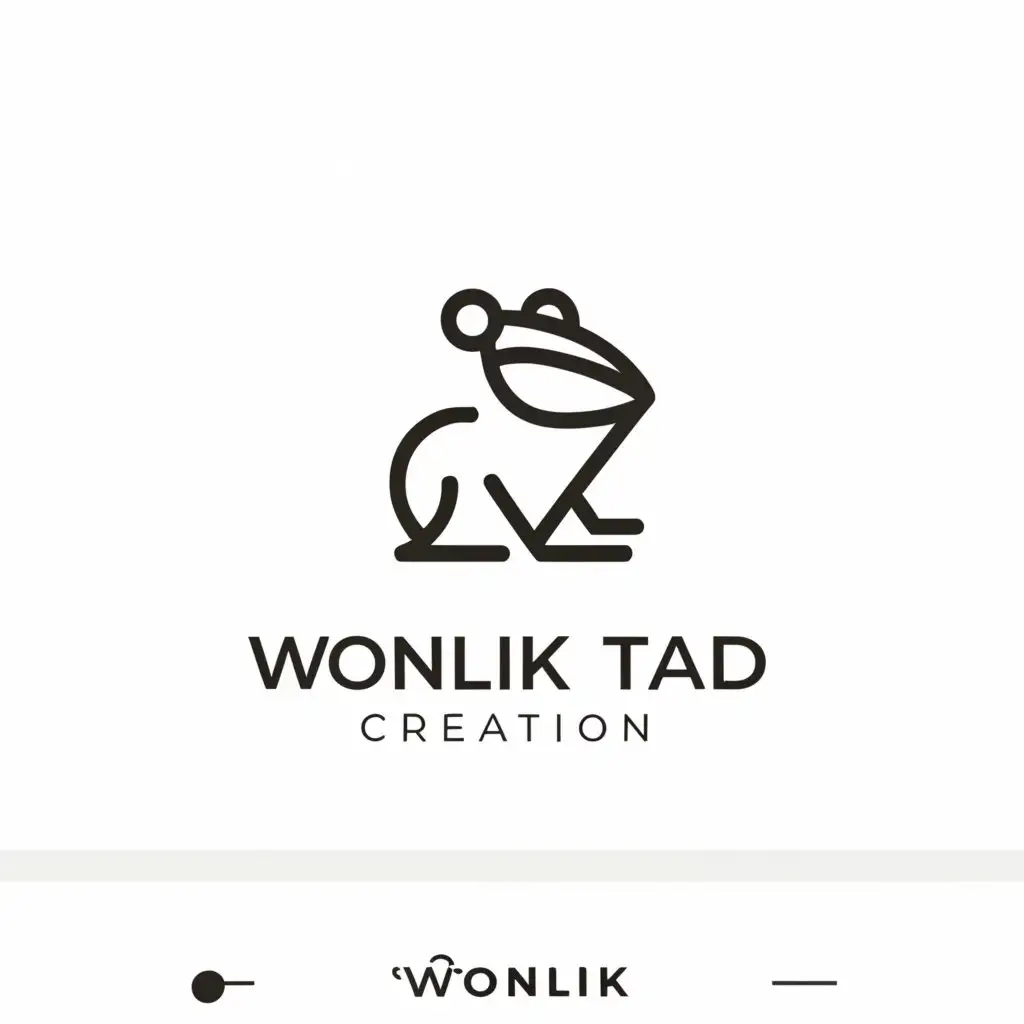 a logo design,with the text "Wonlik Toad Creations", main symbol:Toad,Minimalistic,be used in Technology industry,clear background