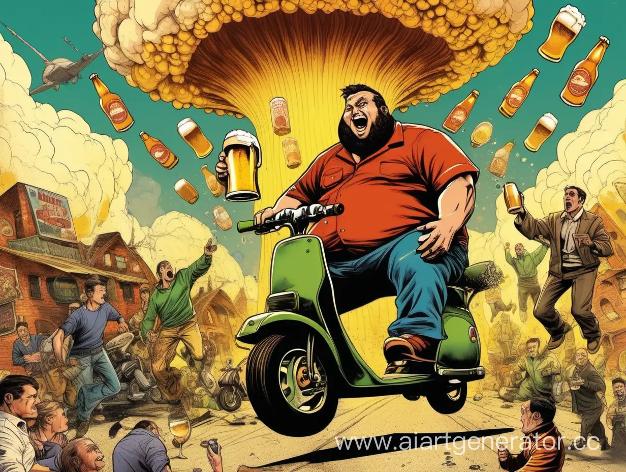 Beer-Avenger-with-Big-Belly-Creates-Chaos-Amidst-Scooter-Riders