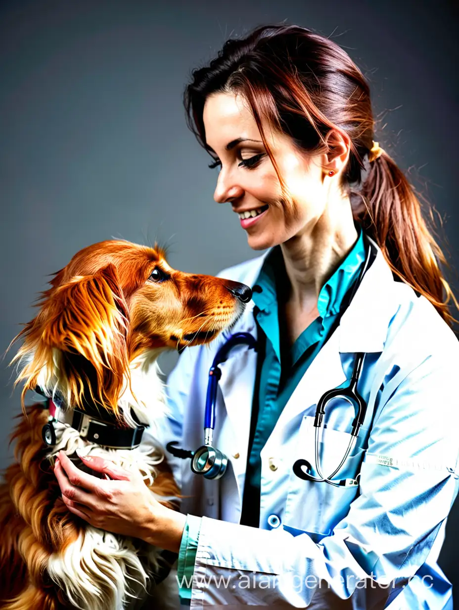 Experienced-Woman-Veterinarian-in-Profile-Examining-a-Patient