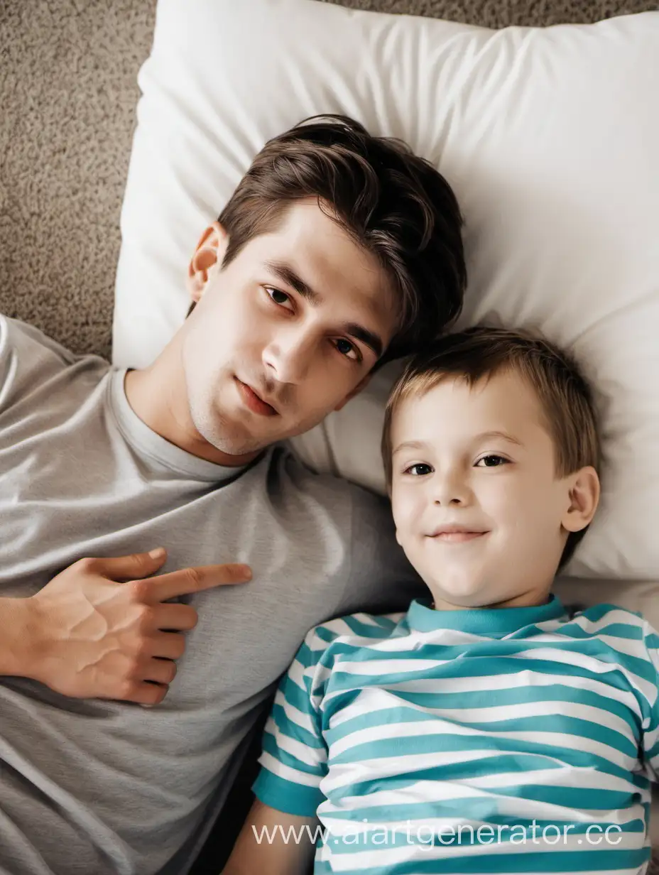 Relaxing-Moments-Young-Man-and-Child-Lying-Down-Together