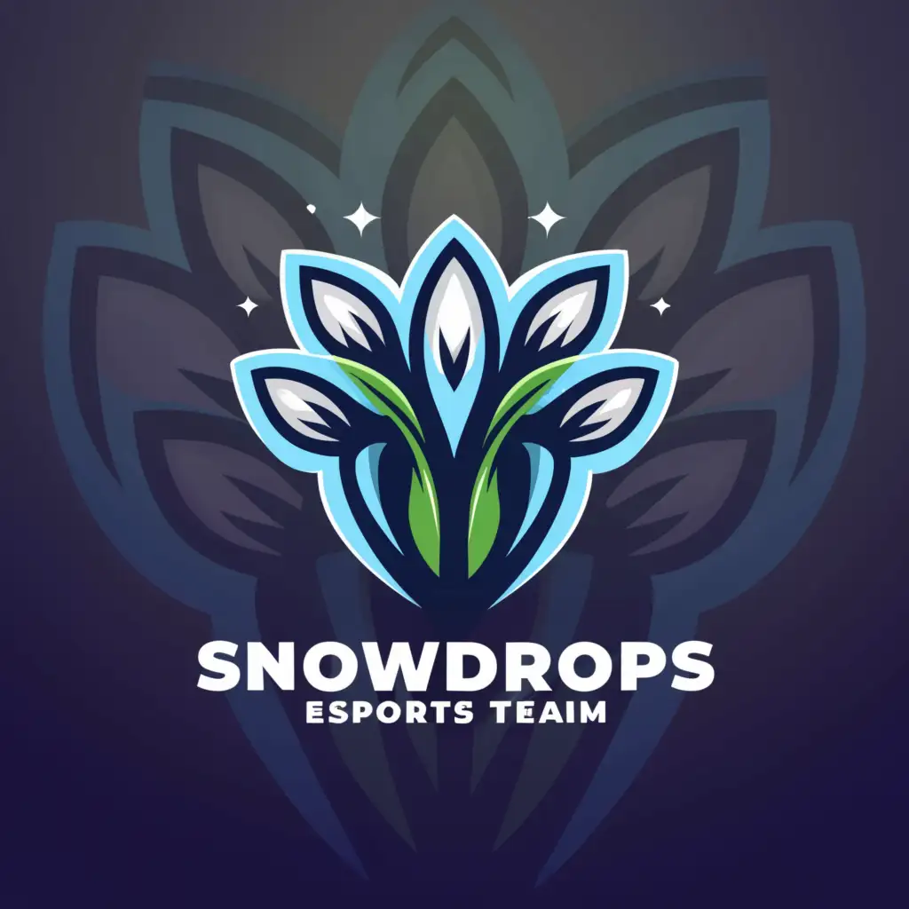 a logo design,with the text "Logo for the snowdrops esports team", main symbol:snowdrops,Moderate,be used in Sports Fitness industry,clear background