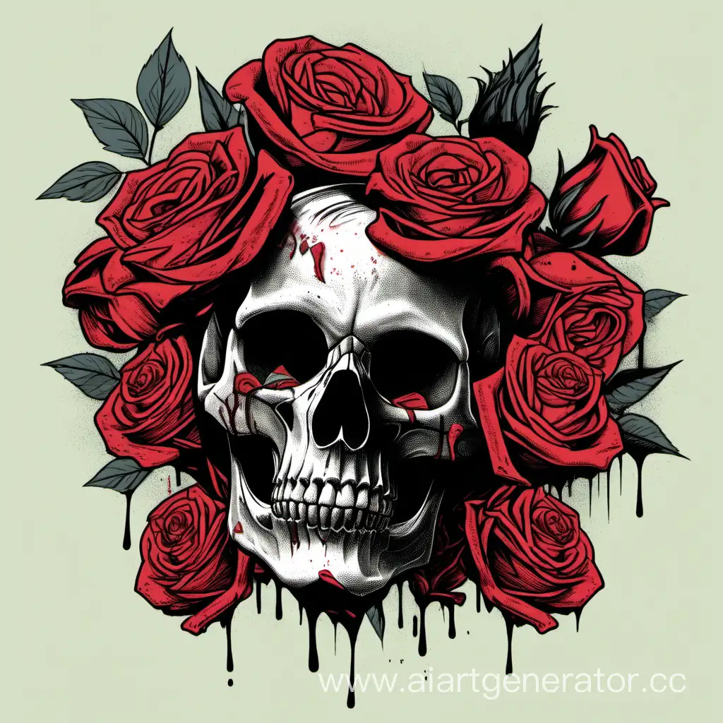 Skull-Decorated-with-Roses-Gothic-Still-Life-Art