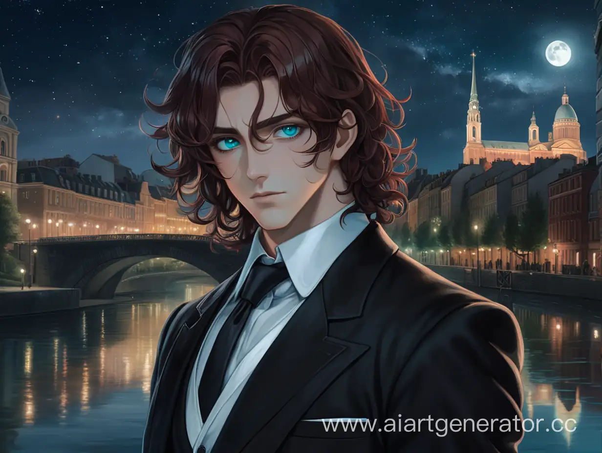 Mysterious-Night-in-19thCentury-European-City-TurquoiseEyed-Gentleman-in-Black-Suit