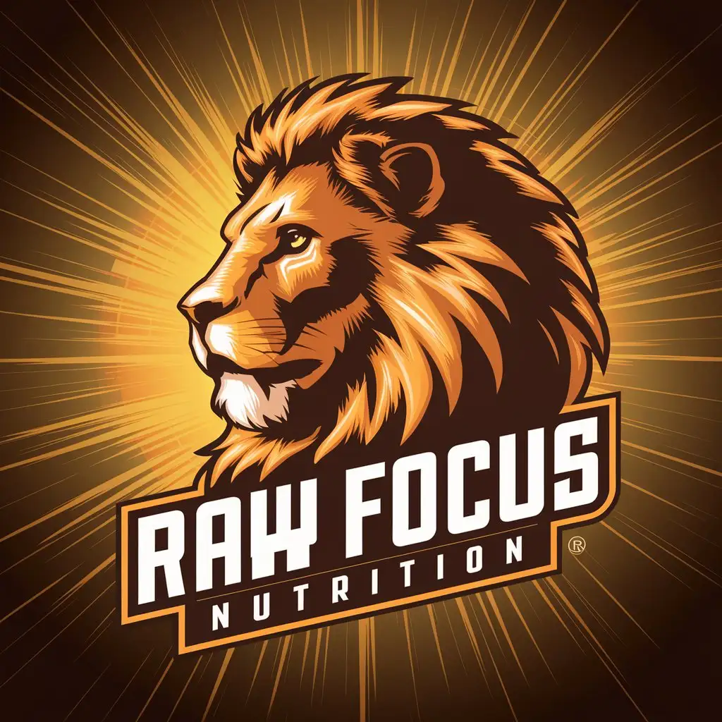 Vibrant Lion Side View Logo for Raw Focus Nutrition Health Supplement Brand