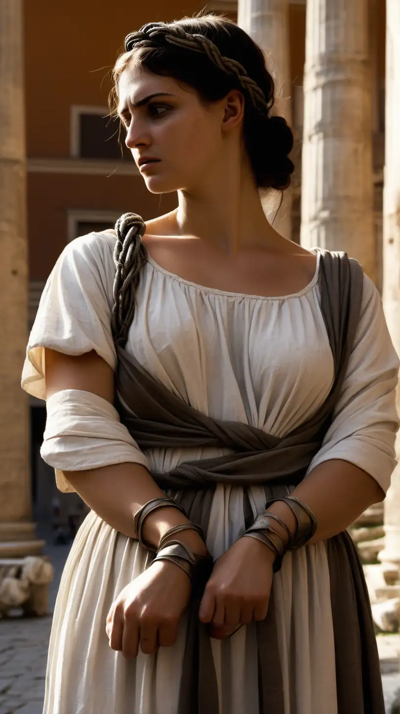 In ancient Rome, women were punished with tied hands
