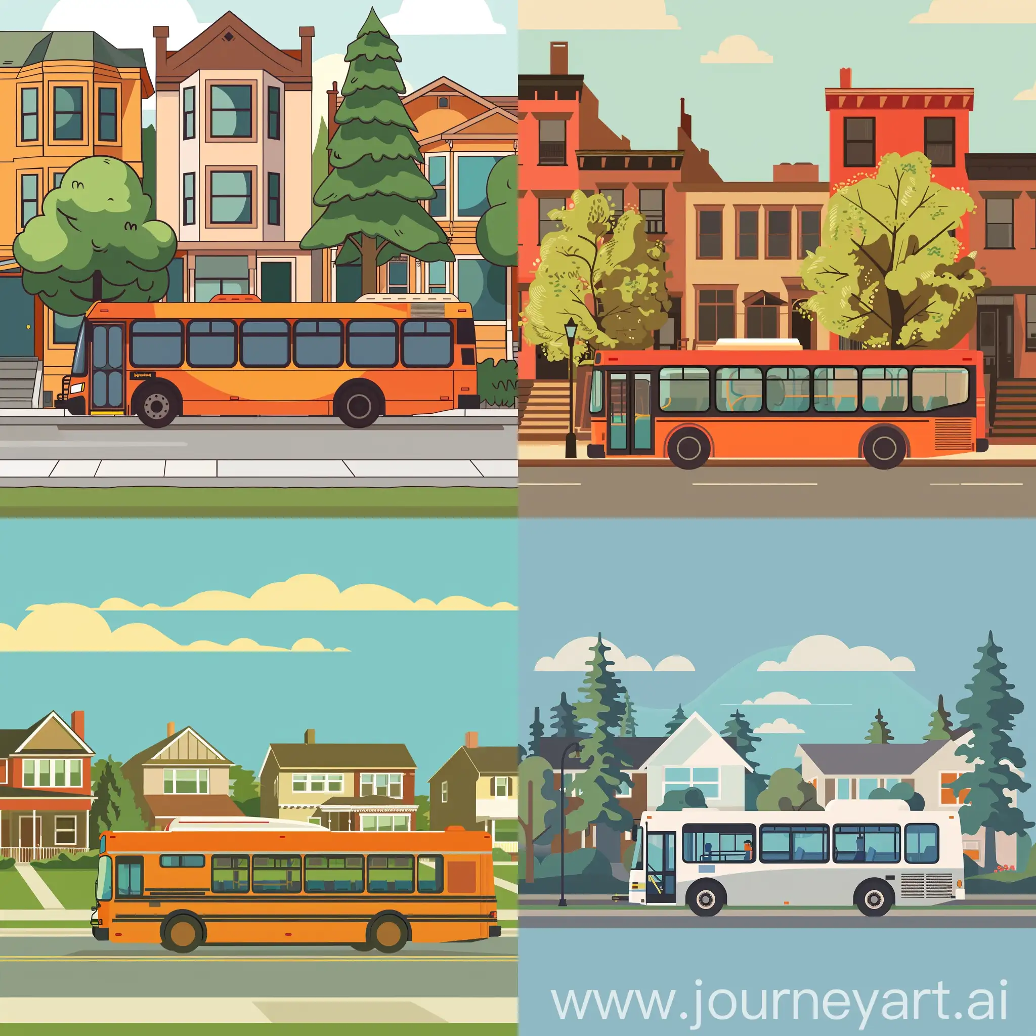 Vibrant-Neighborhood-Scene-Bus-in-Motion