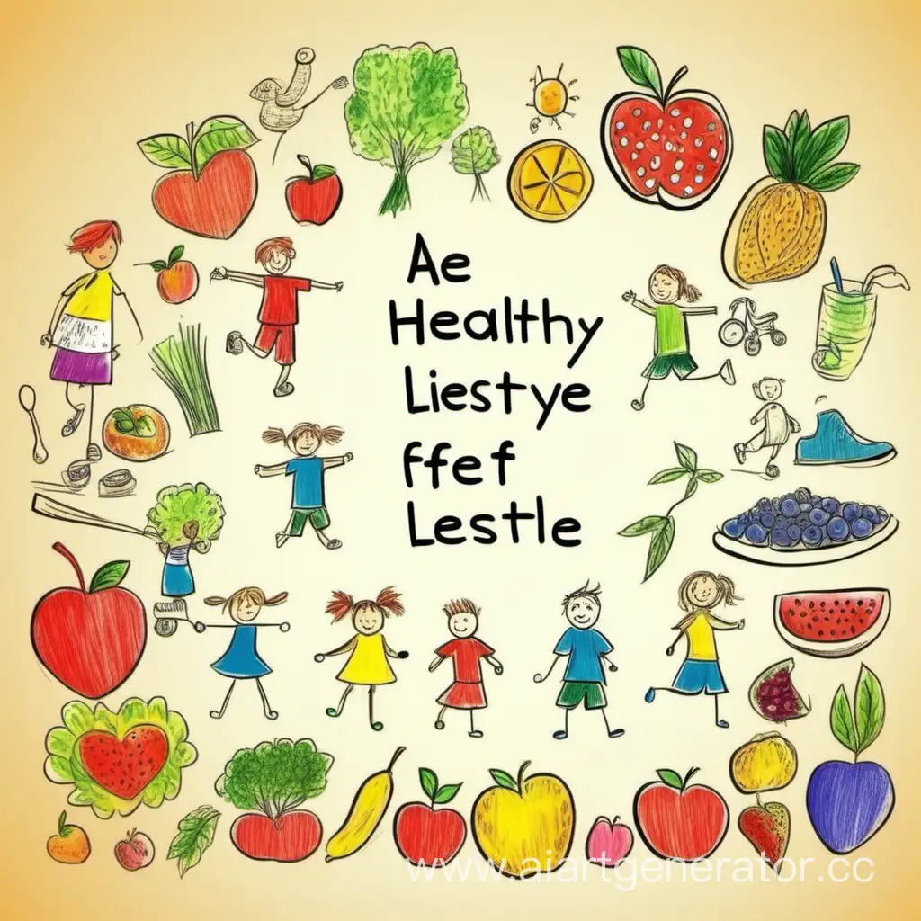 A children's drawing on the theme a healthy lifestyle