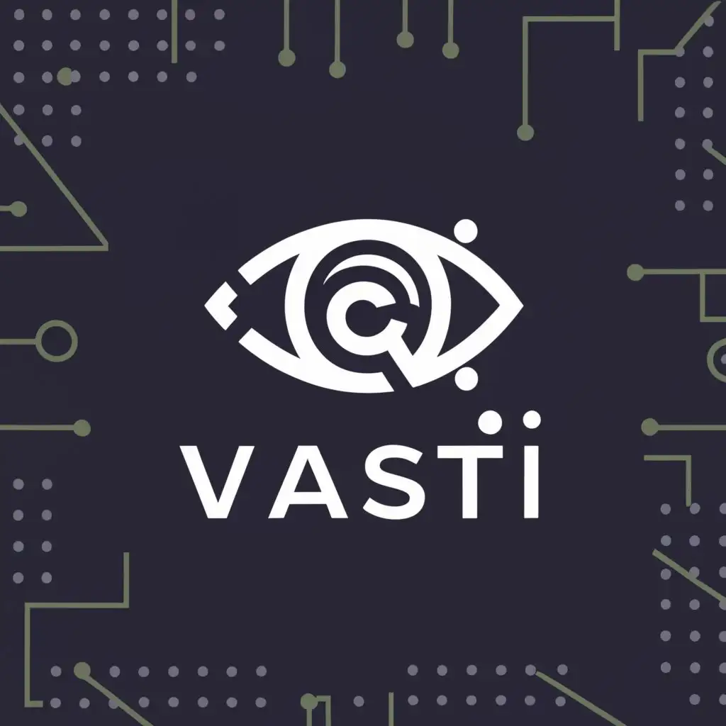 a logo design,with the text "vasti", main symbol:cyber security eye,Minimalistic,clear background