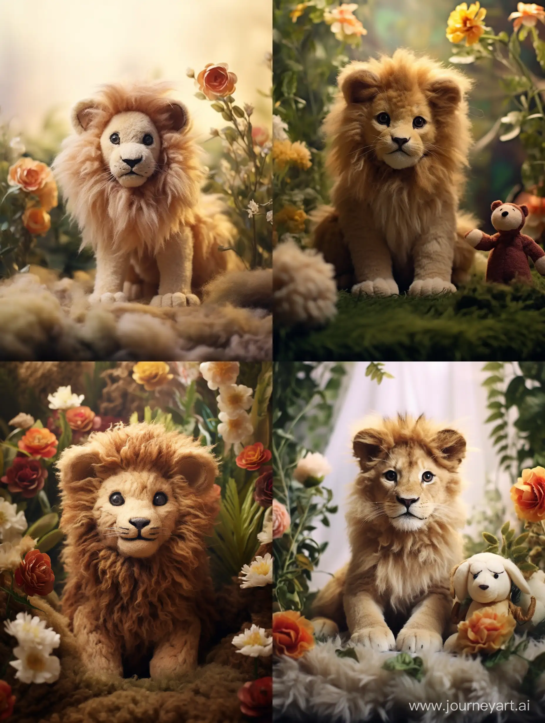 Enchanting-Fairy-Tale-Lion-Figurine-in-Wool-Artwork
