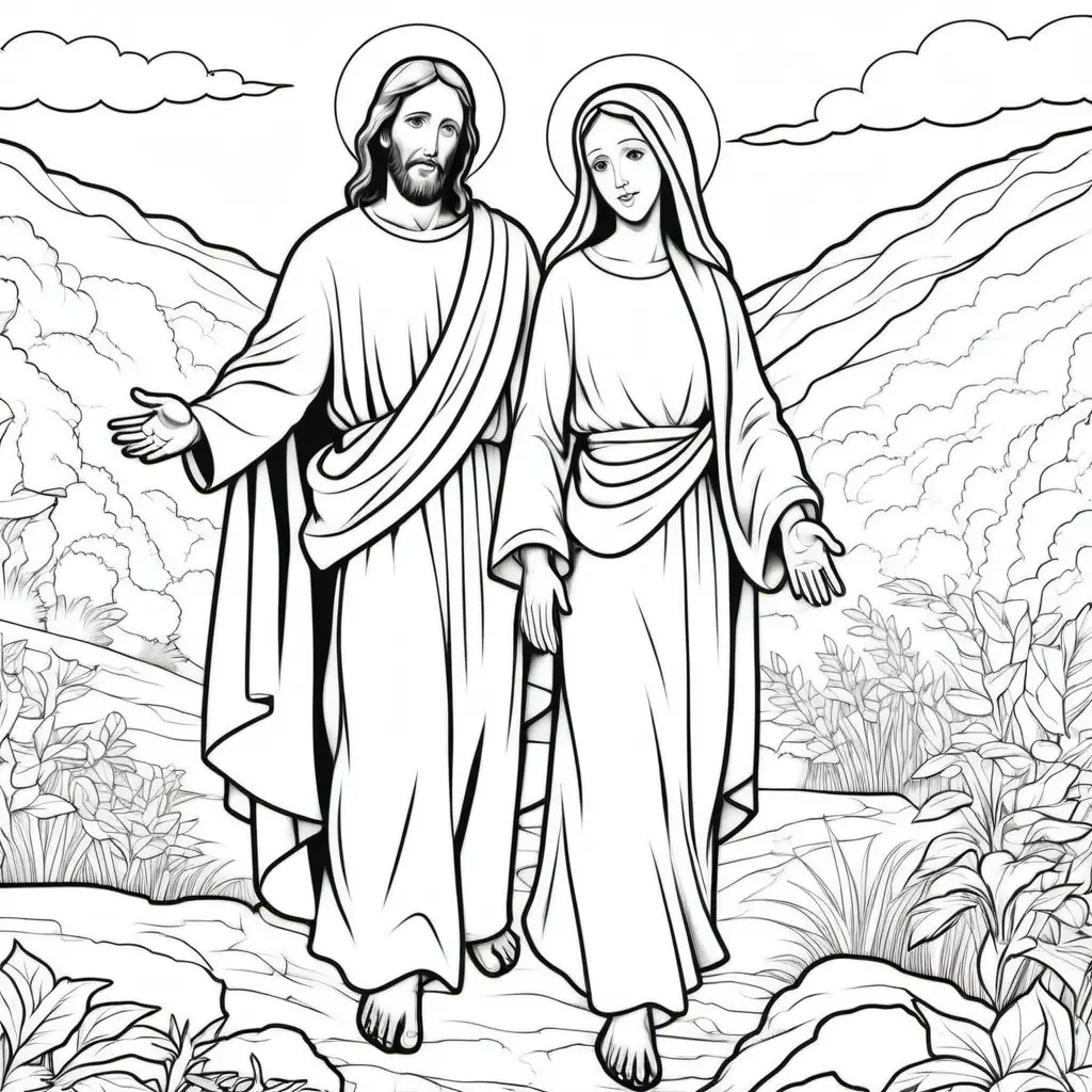 Religious Coloring Book Featuring Jesus and Mary
