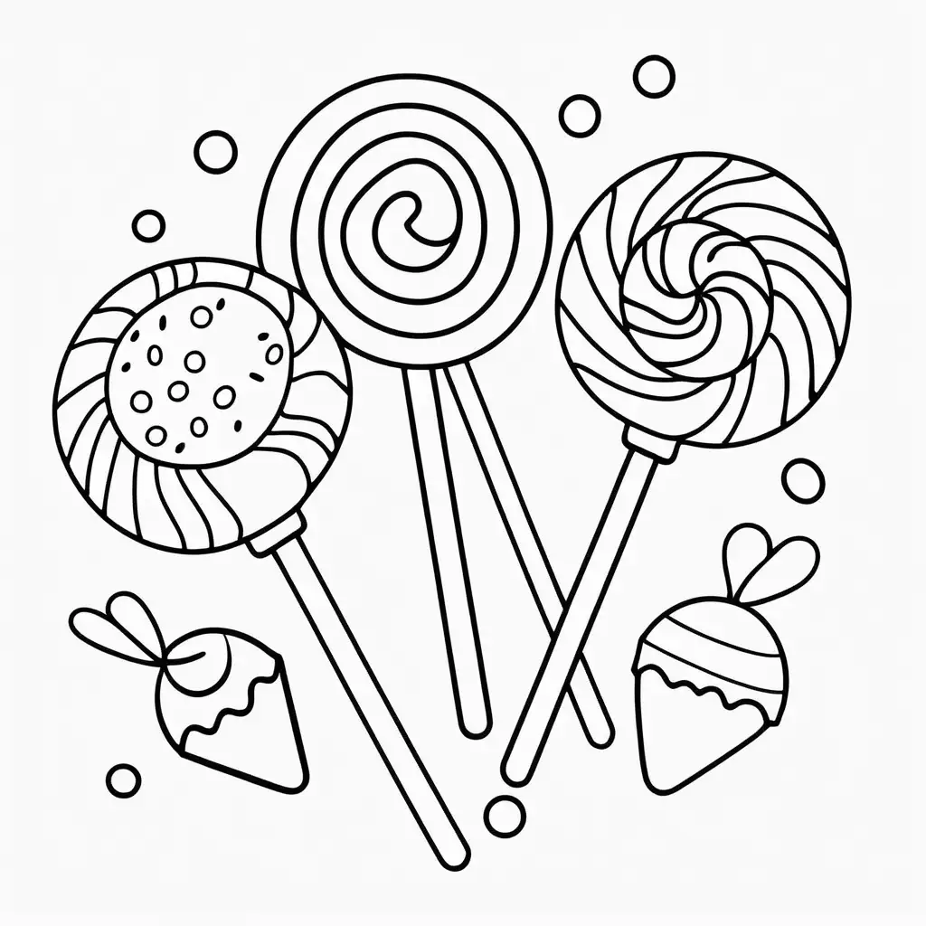 Coloring Page with Three Candies for Kids Activities and Creative Fun