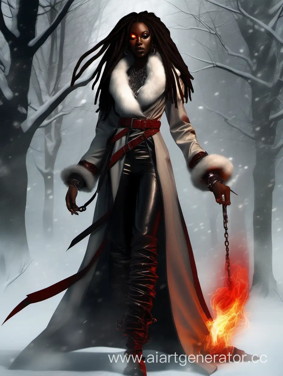 Fantasy-Winter-Fashion-DarkSkinned-Woman-with-Blazing-Flame-Eyes-and-Medieval-Attire