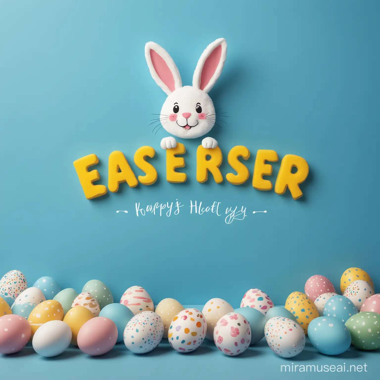 Happy Easter kids's day blue background
