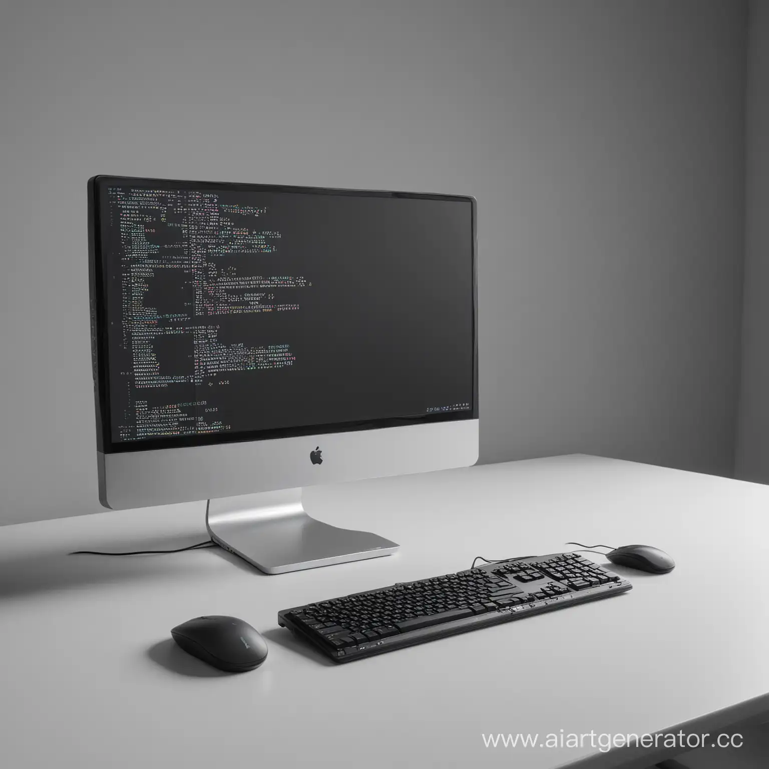 Minimalist-Computer-with-C-Code-Abstract-Tech-Concept-Illustration