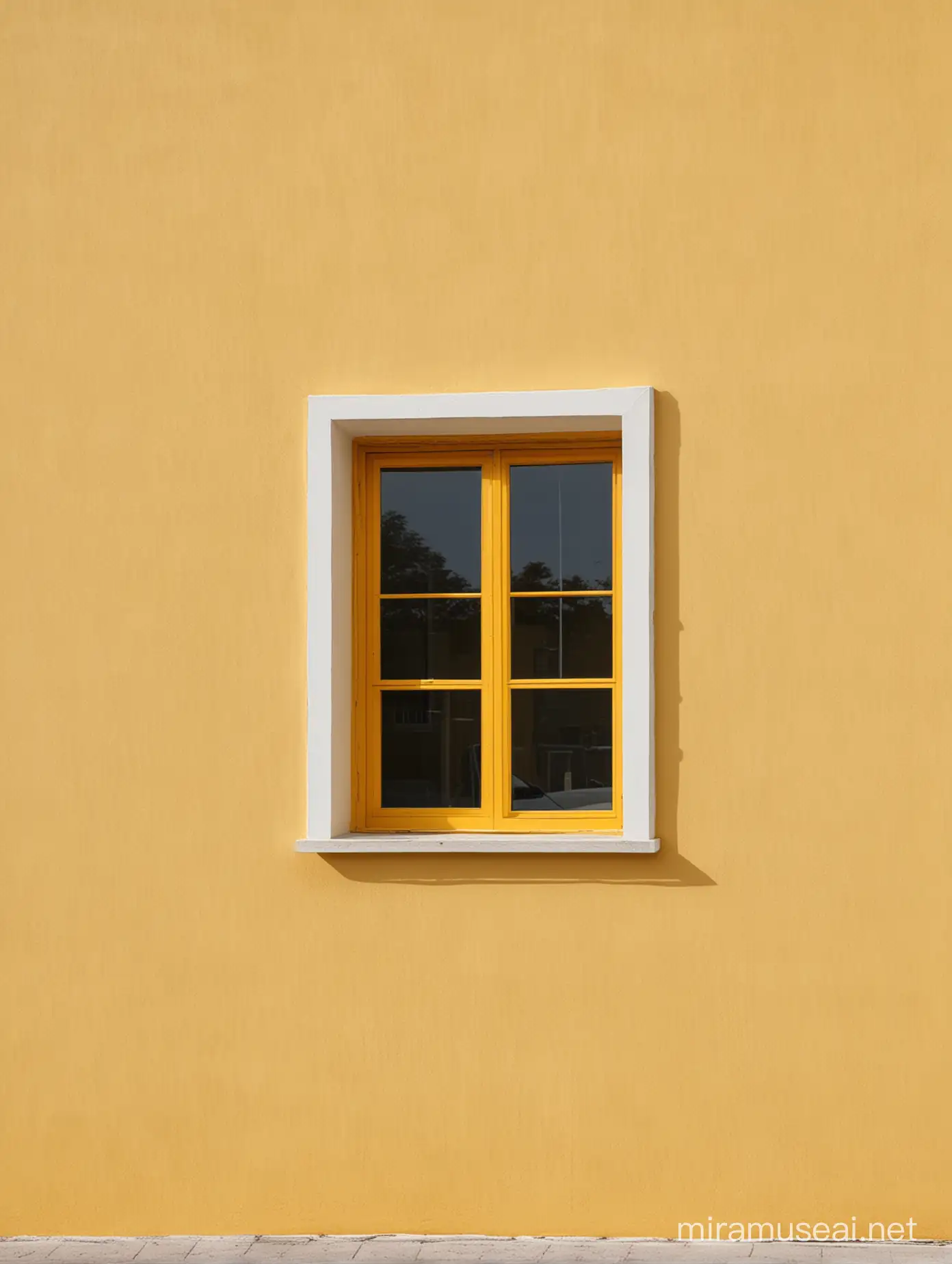 极简风的特别艳的黄色色墙与单个窗户