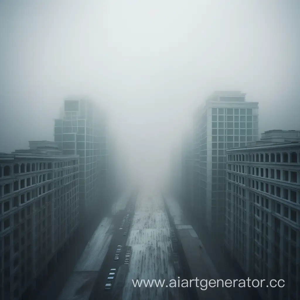 Бесконечный город, вокруг туман, и нету людей.