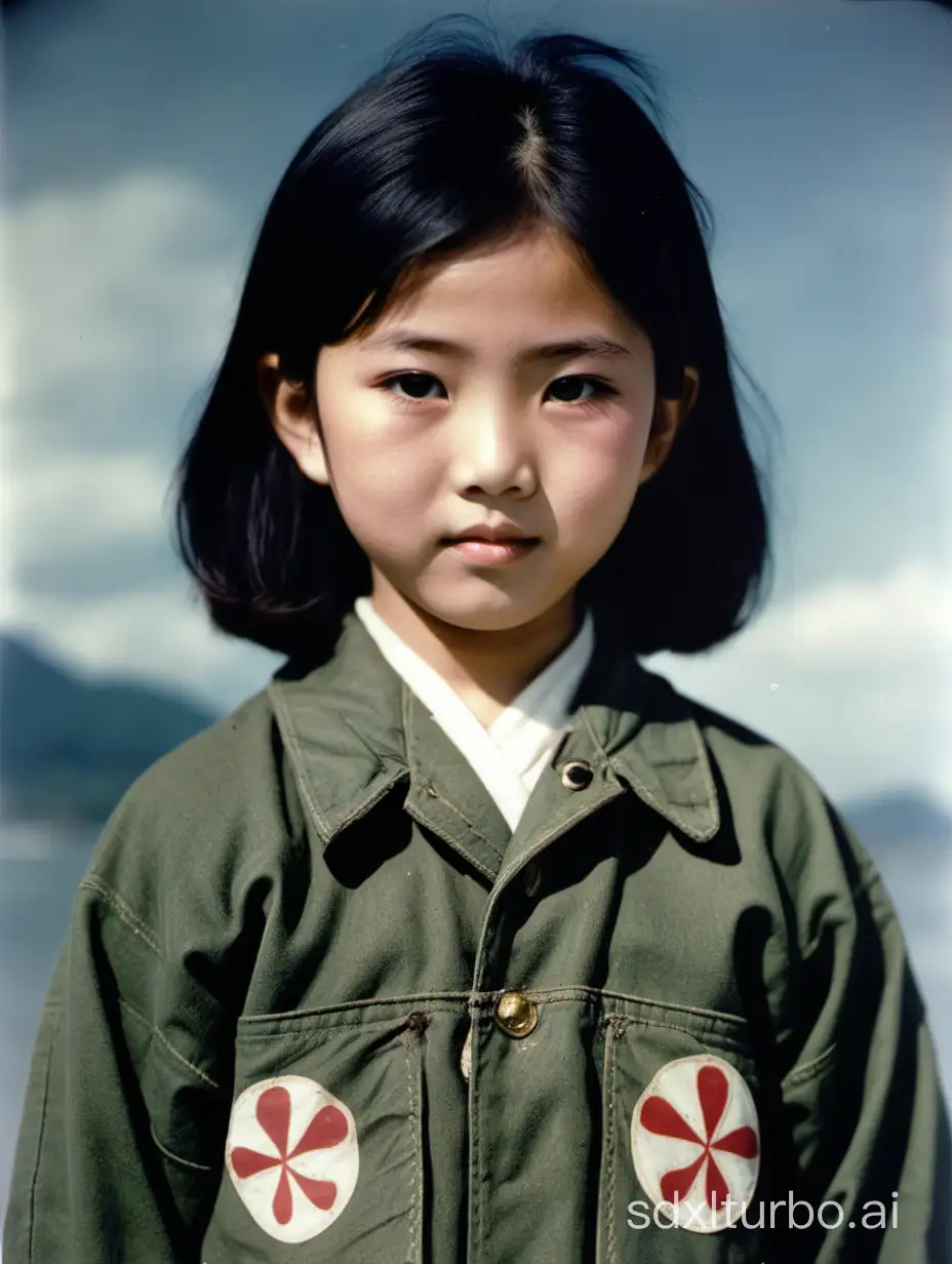 Vintage-Portrait-of-Japanese-Girl-in-Green-Army-Jacket-1958