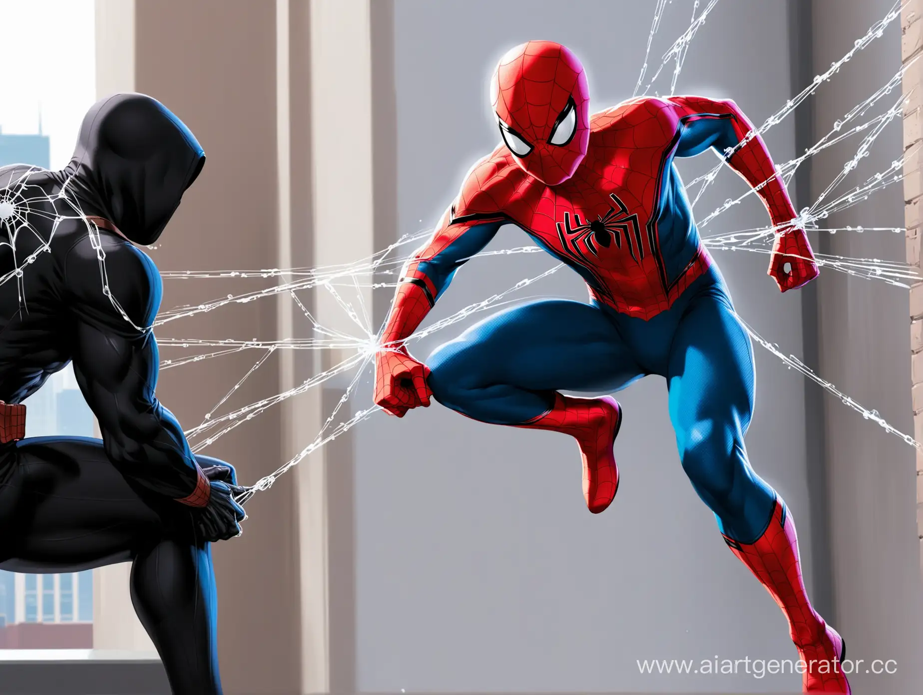 Человек паук сражается с хакерами
