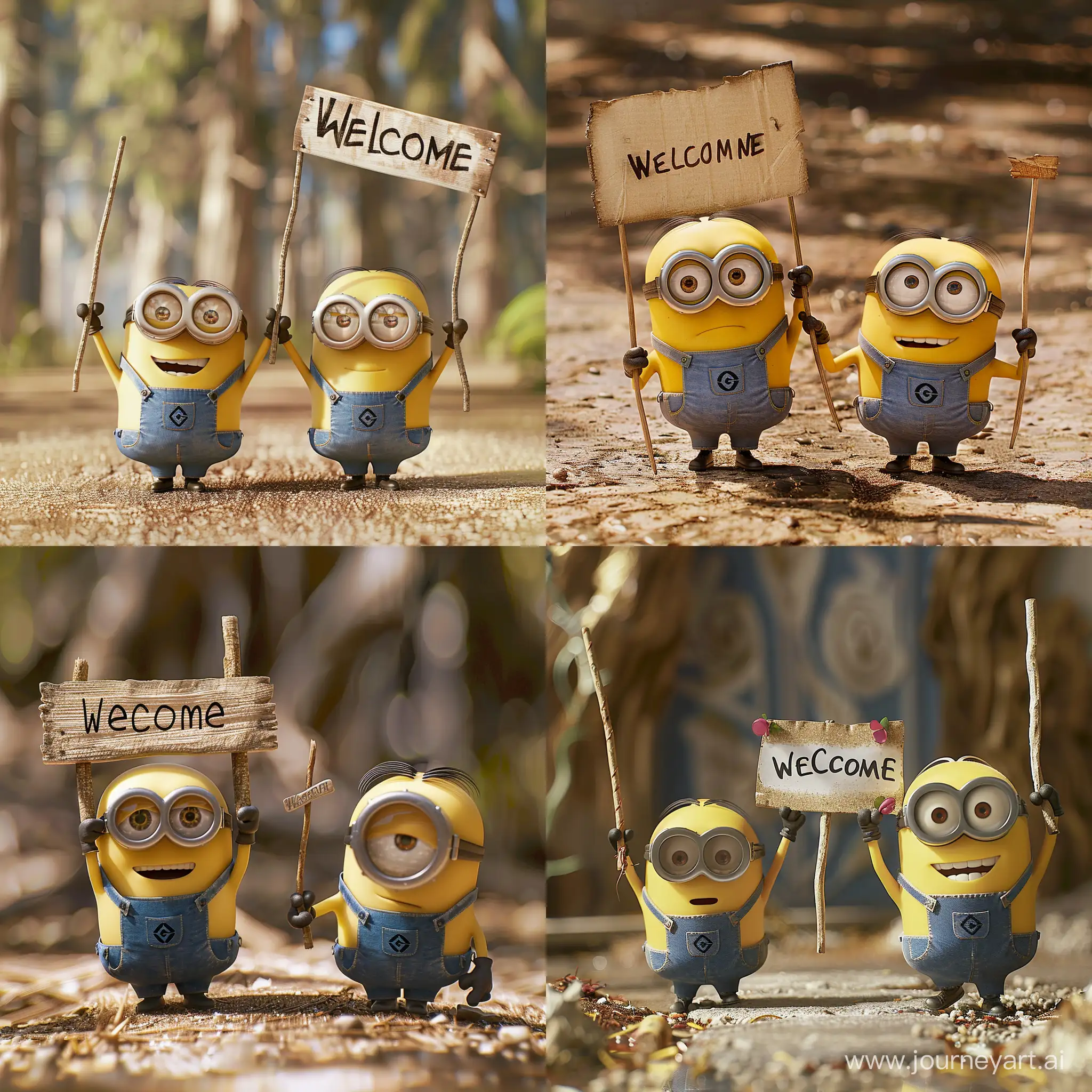 Cheerful-Minions-Welcoming-Guests-with-a-Sign
