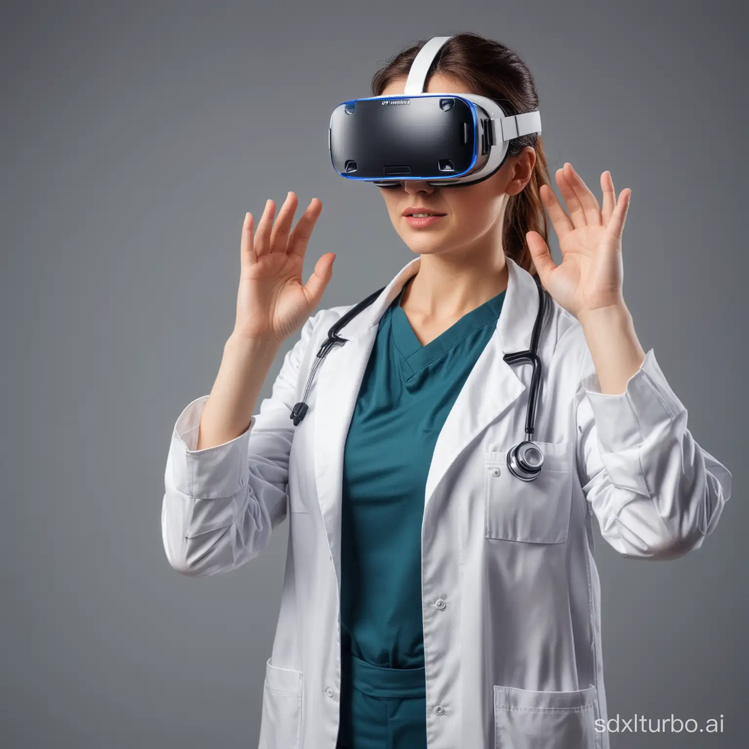 The female doctor with VR glasses