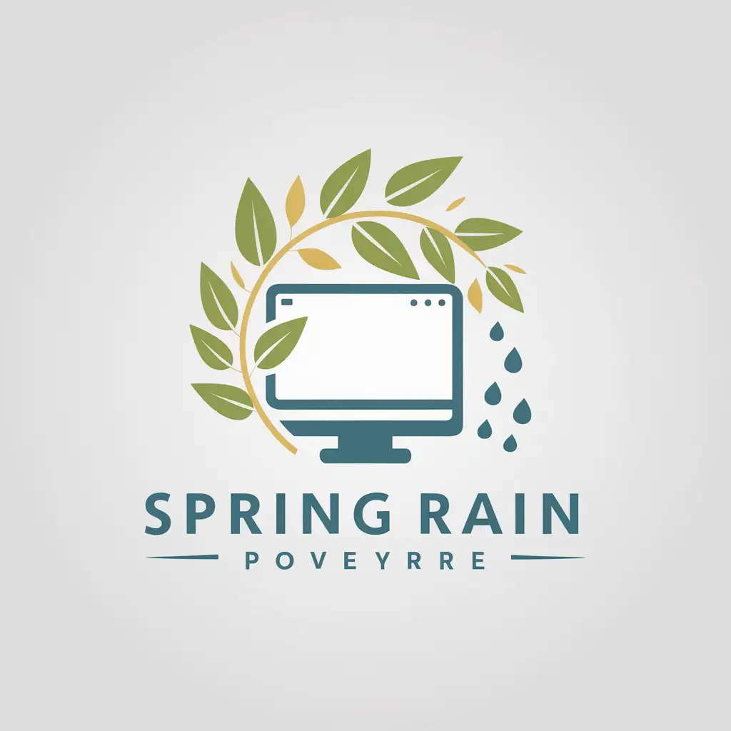 帮我生成一个网站上用的logo，我的情况是电脑重装以后，犹如一场春雨过后的绿叶清新自然